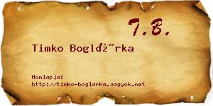 Timko Boglárka névjegykártya